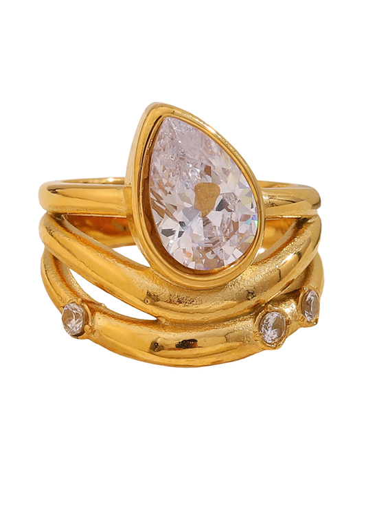 CZ Teardrop Ring