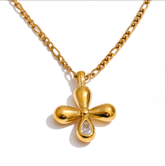 GRACE Bubble Cross with CZ Necklace