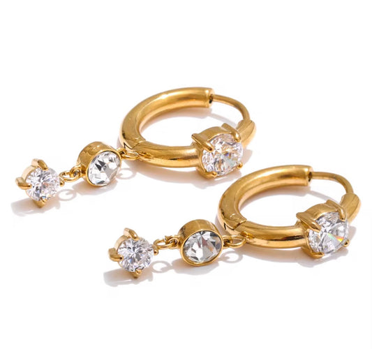 Dainty CZ Drop Short Earrings