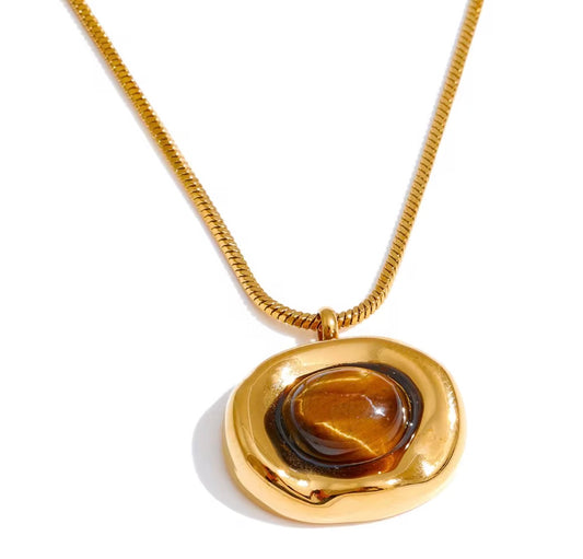 ASPEN Dainty Tigereye Oval Necklace