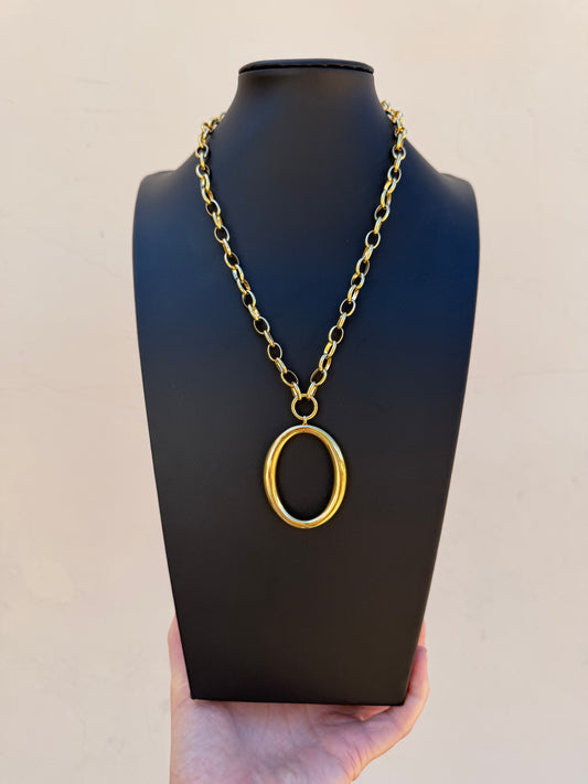 GEORGIA Chunky Chain with Open Oval Pendant