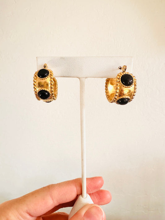 Black and Gold Hoop Earrings