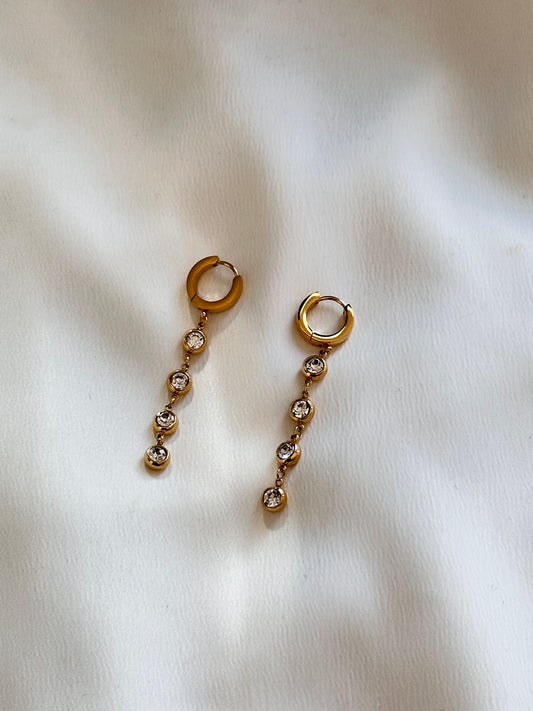 CZ Crystal Huggie Drop Earrings