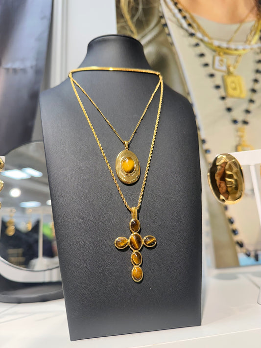 Tigereye Gemstone Oval Pendant