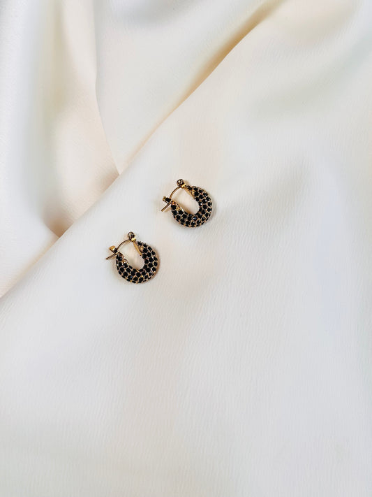 Holiday Glam Collection 2025 ~ NINA Chunky CZ Huggie Black