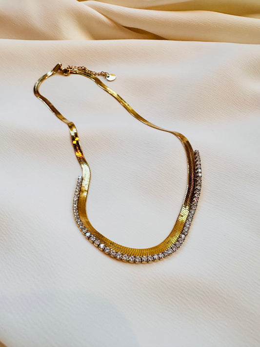 Holiday Glam Collection 2025 ~ Herringbone CZ Necklace