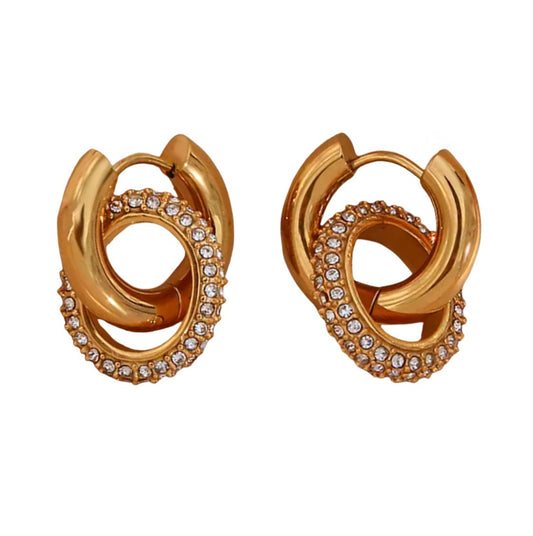 ROSE Dainty Hoop with CZ Earring