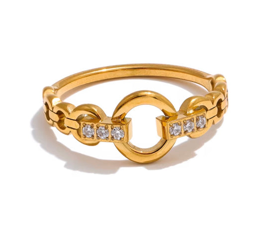 Thin Circle CZ Link Ring