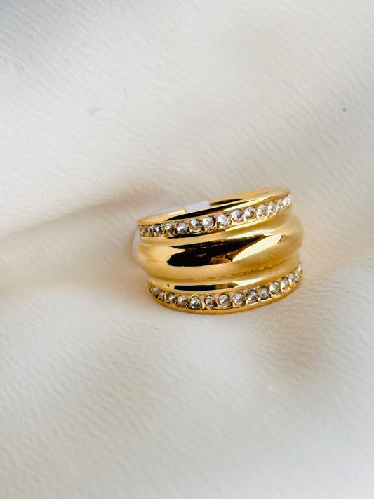 Double Band with CZ Ring