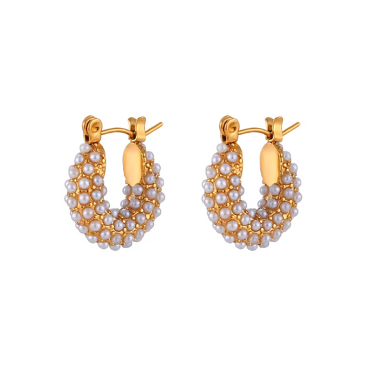 NINA Chunky Hoop Pearl Earrings